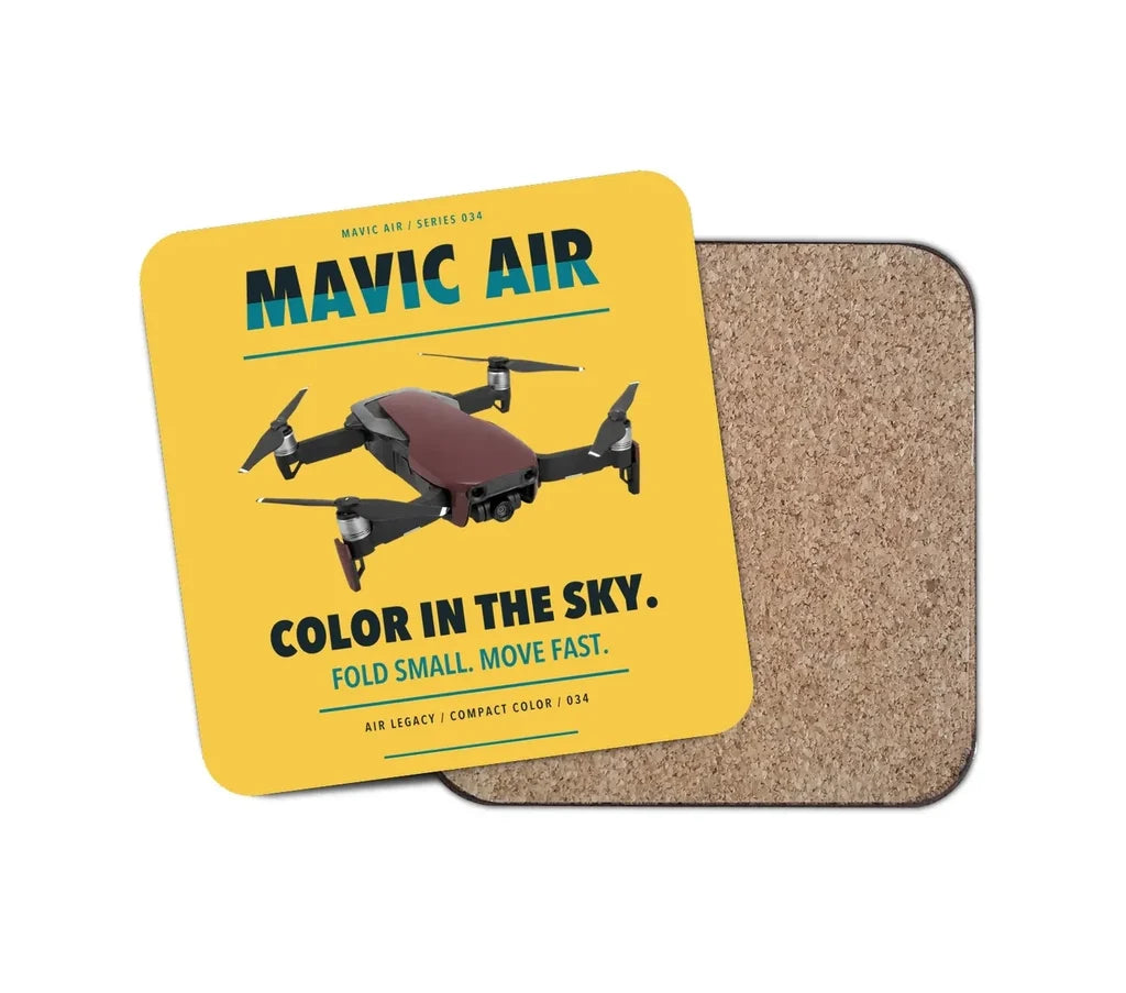 DJI Mavic Air design on yellow 1 piece coaster