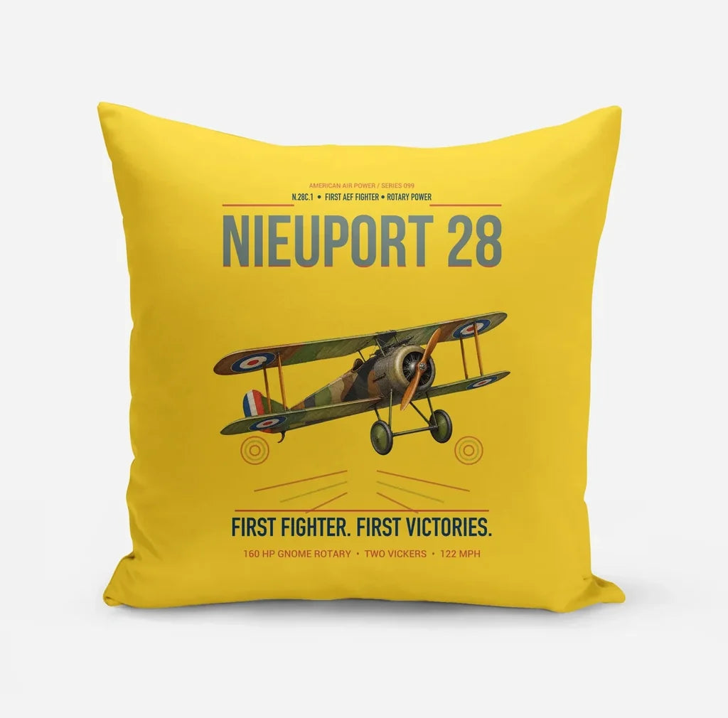 Nieuport 28C.1 design on yellow pillow