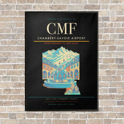Chambéry-Savoie Airport CMF vertical canvas print - framed - black background