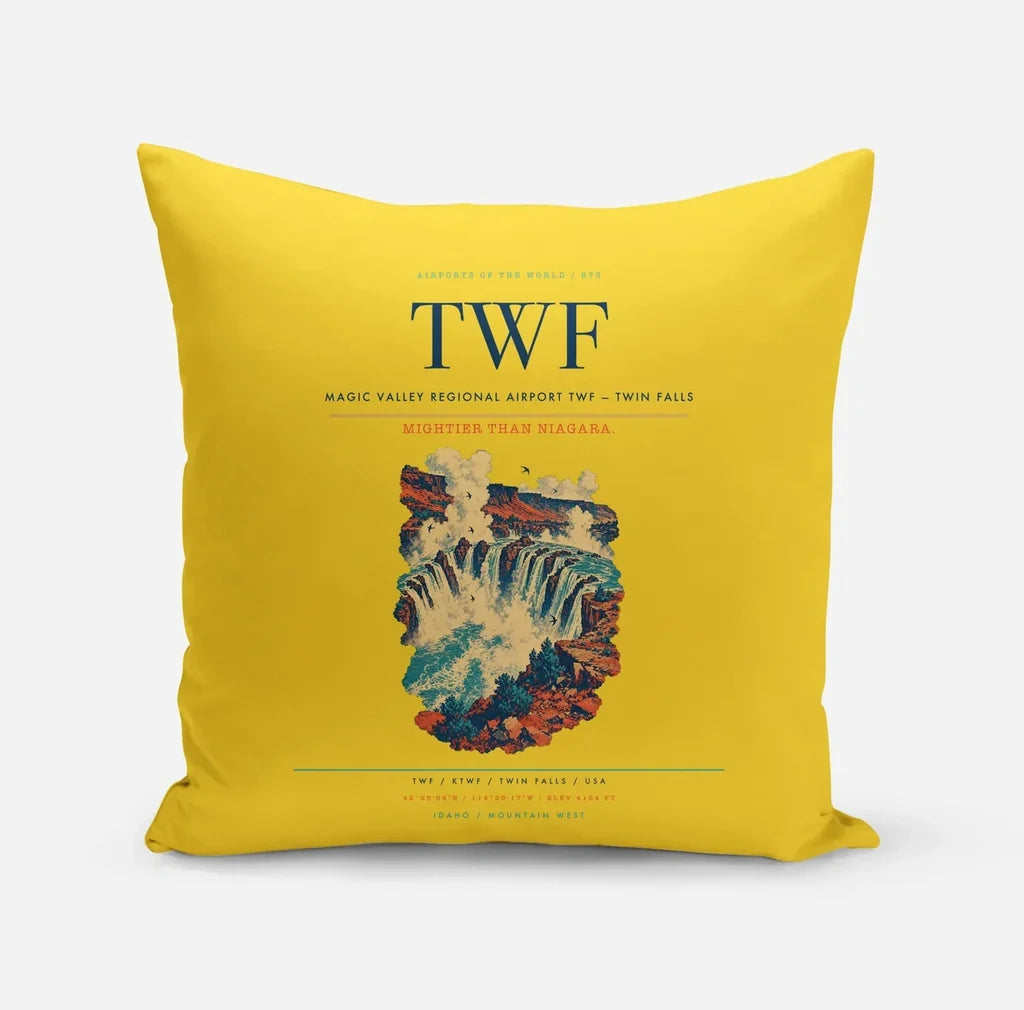 Magic Valley Regional Airport (TWF) design on yellow pillow