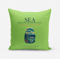 Thumbnail for Seattle-Tacoma International Airport (SEA) design on light green pillow
