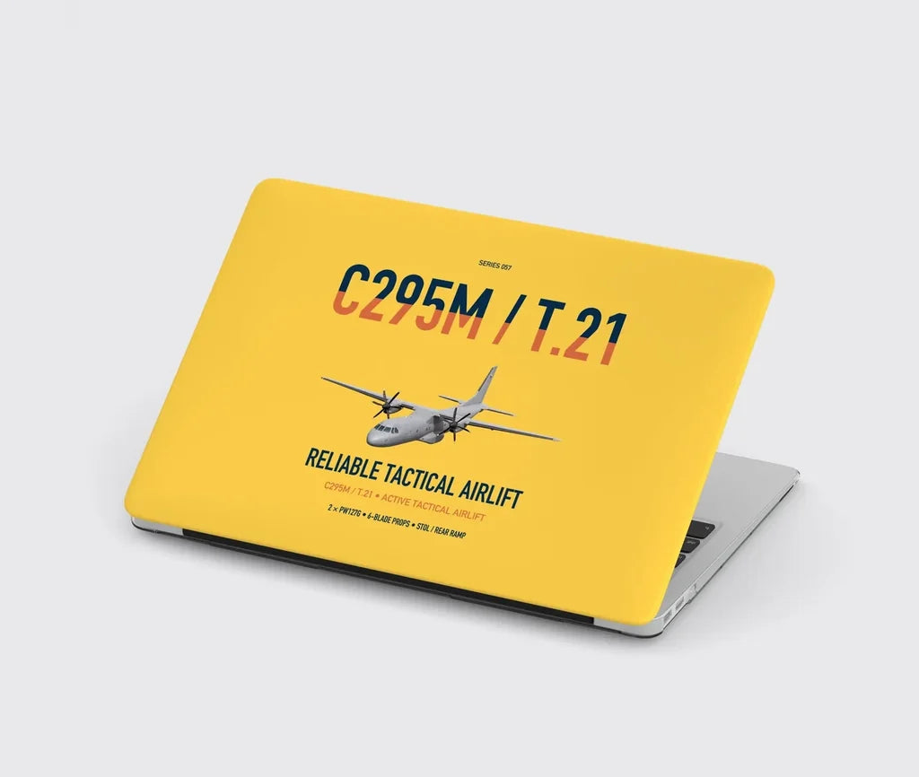 Airbus C295M T.21 design on yellow MacBook case
