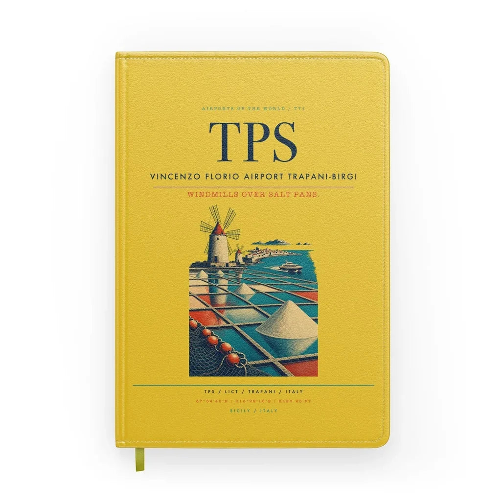 Vincenzo Florio Airport Trapani-Birgi (TPS) design on yellow notebook