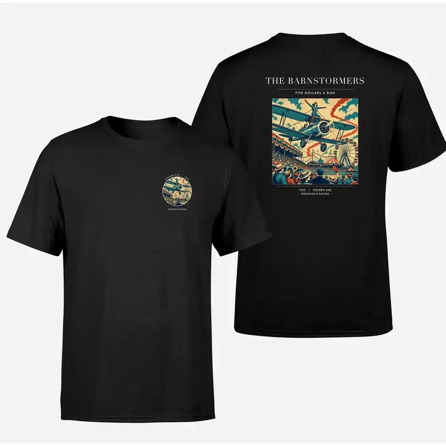 VINTAGE G4017 - The Barnstormers - Double-Side T-Shirt design on black double side t shirt