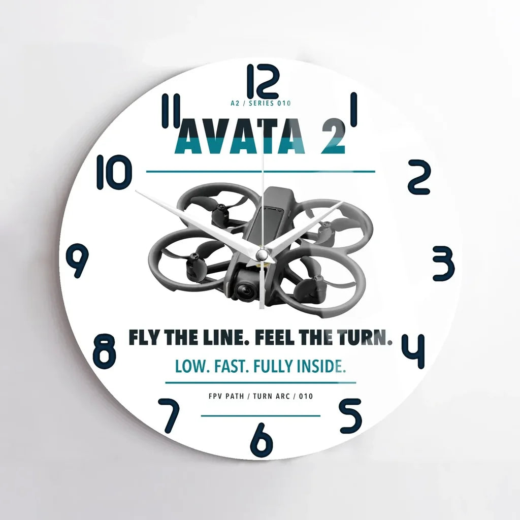 DJI Avata 2 design on white no frame wall clock