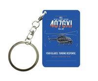 Thumbnail for Bell 407GXi design on blue designed key chain, double-side print