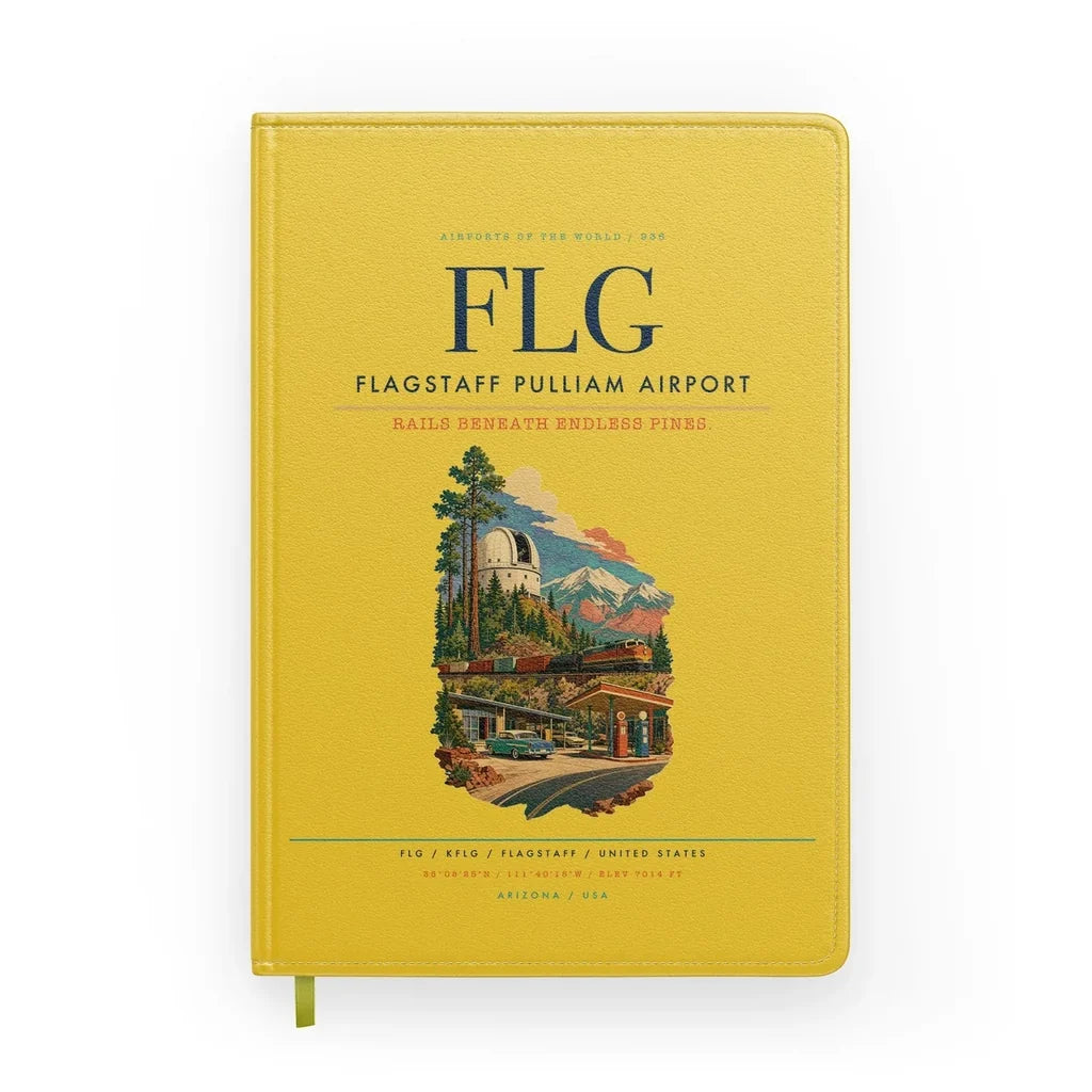 Flagstaff Pulliam Airport (FLG) design on yellow notebook