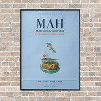 Thumbnail for Menorca Airport MAH vertical canvas print - framed - light blue background
