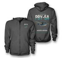 Thumbnail for PBY-5A Catalina design on dark gray premium zipped hoodie, double-side print