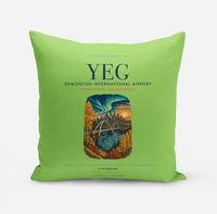 Thumbnail for Edmonton International Airport (YEG) design on light green pillow