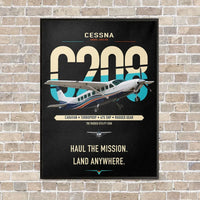 Thumbnail for Cessna 208 Caravan vertical canvas print - framed - black background