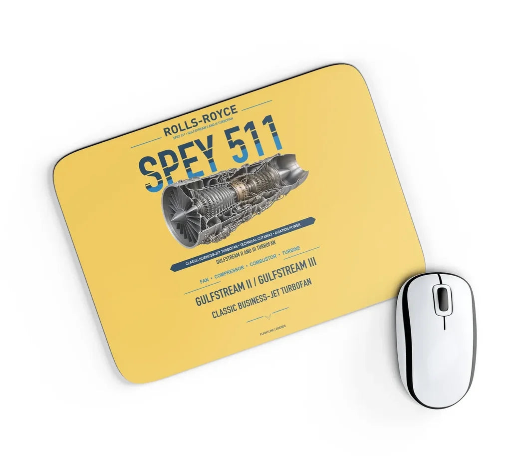 SPEY 511 design on yellow rectangle mouse pad