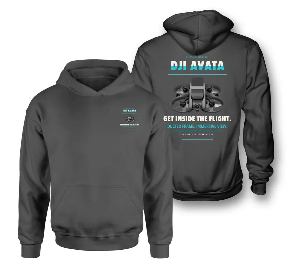 DJI Avata design on dark gray hoodie
