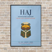 Thumbnail for Hannover Airport HAJ vertical canvas print - framed - light blue background