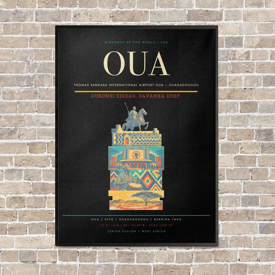 Thomas Sankara International Airport OUA — Ouagadougou vertical canvas print - framed - black background