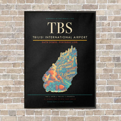 Tbilisi International Airport TBS vertical canvas print - framed - black background