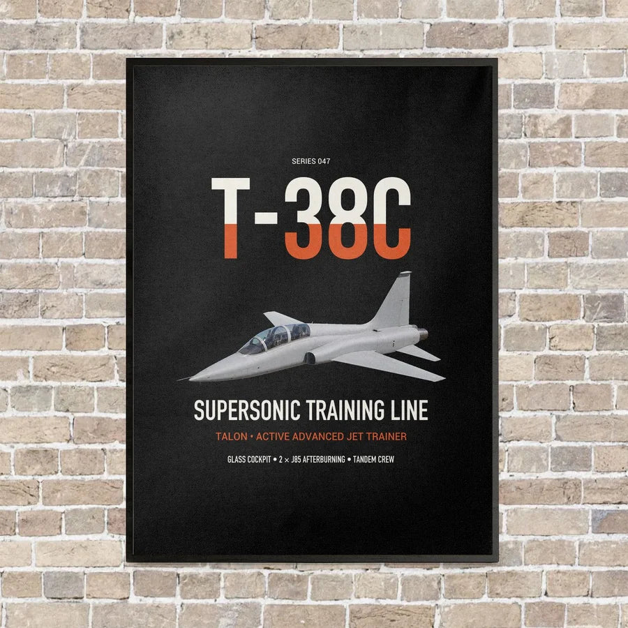 T-38C Talon vertical canvas print - framed - black background