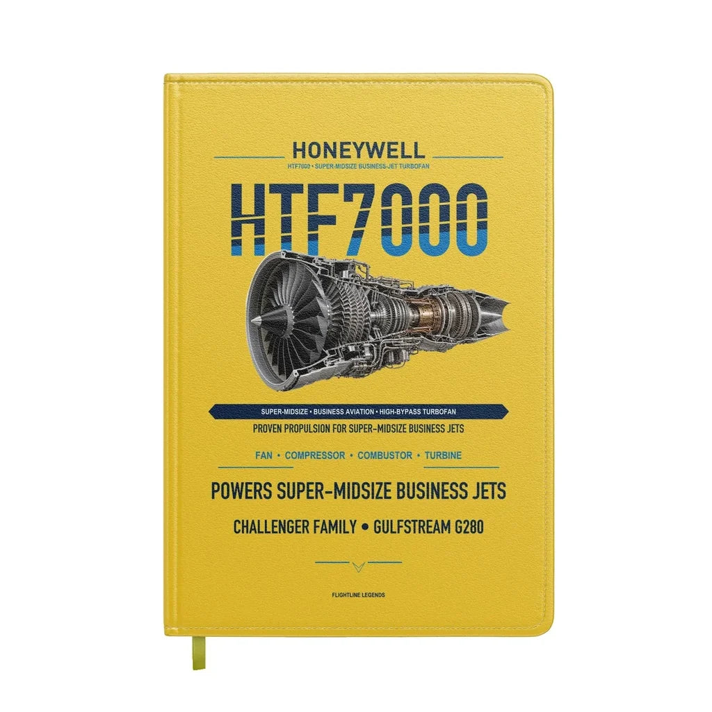 HTF7000 design on yellow notebook
