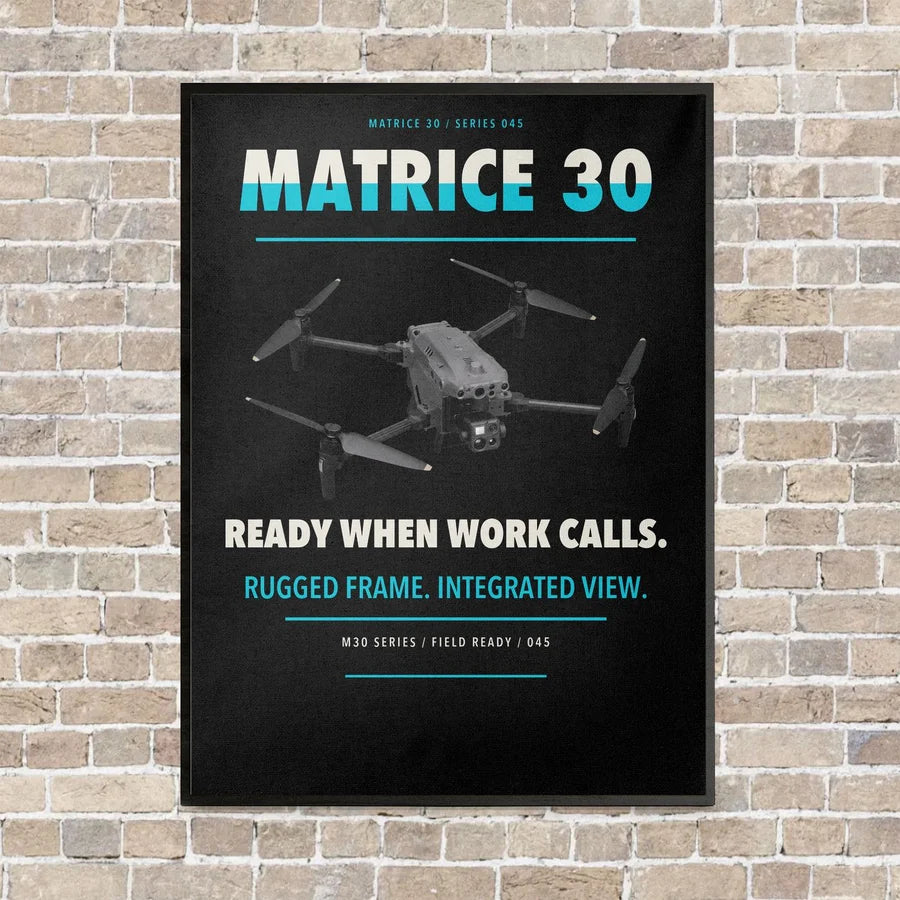 DJI Matrice 30 vertical canvas print - framed - black background