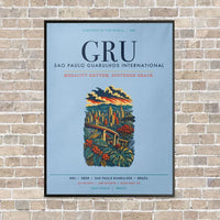 Thumbnail for Sao Paulo Guarulhos International Airport GRU vertical canvas print - framed - light blue background