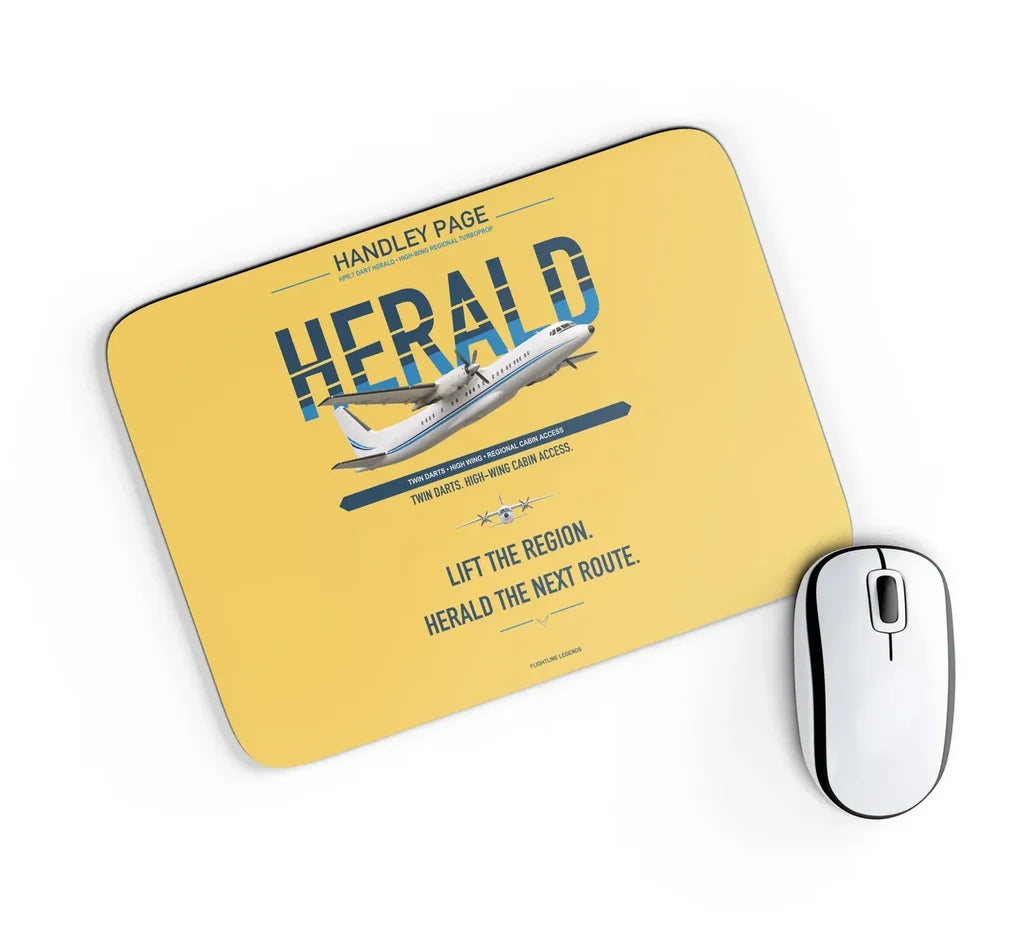 Handley Page HPR.7 Dart Herald design on yellow rectangle mouse pad