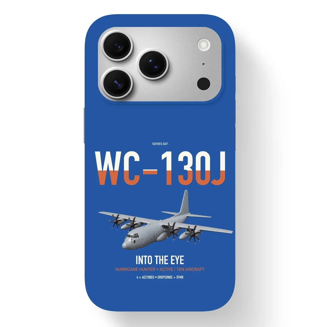 WC-130J Hurricane Hunter design on blue magsafe iphone case, for iPhone 17 Pro