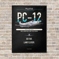 Thumbnail for Pilatus PC-12 PRO vertical canvas print - framed - black background