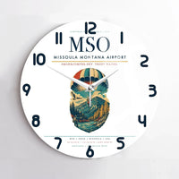 Thumbnail for Missoula Montana Airport (MSO) design on white no frame wall clock