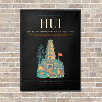 Thumbnail for Phu Bai International Airport HUI — Hue vertical canvas print - framed - black background