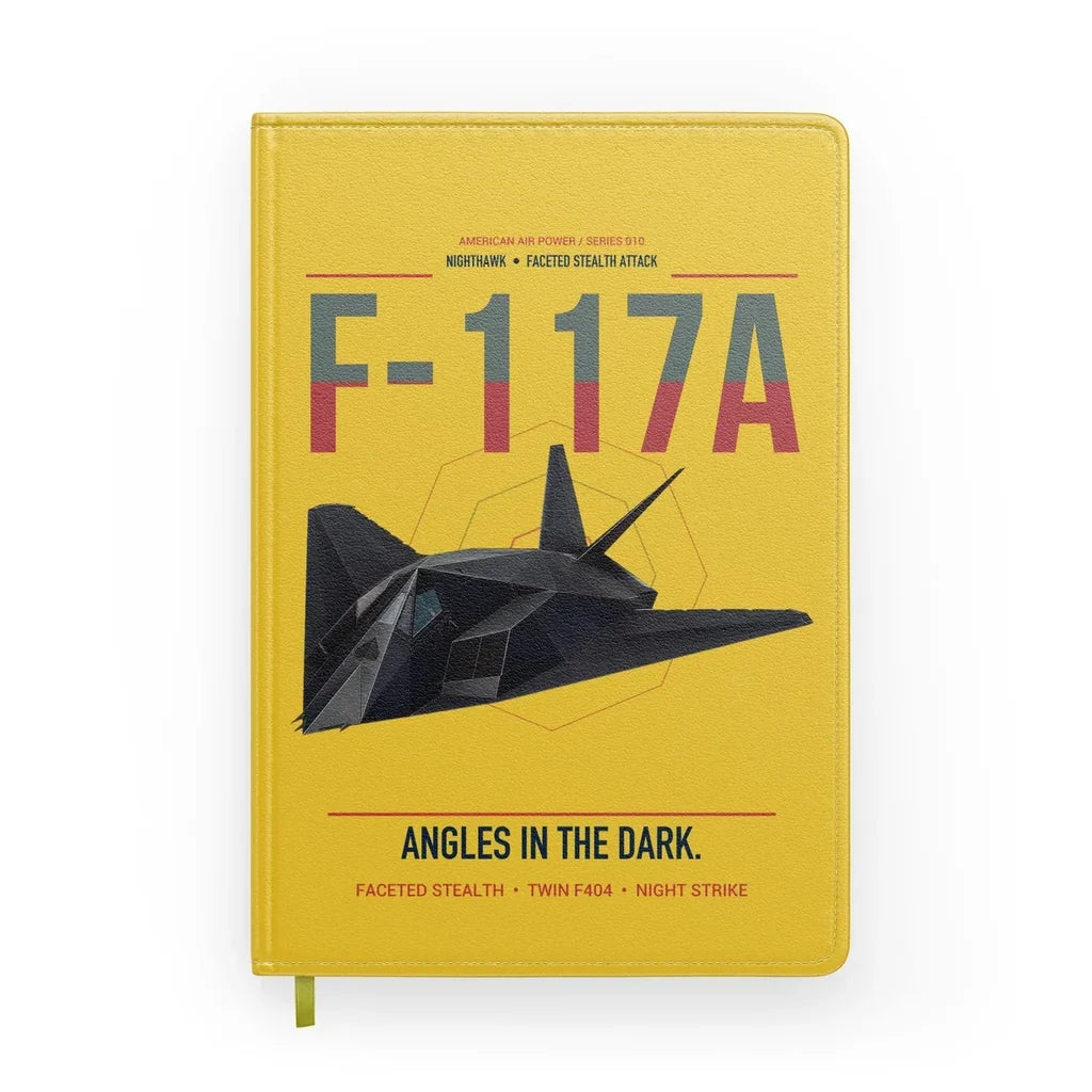 F-117A Nighthawk design on yellow notebook