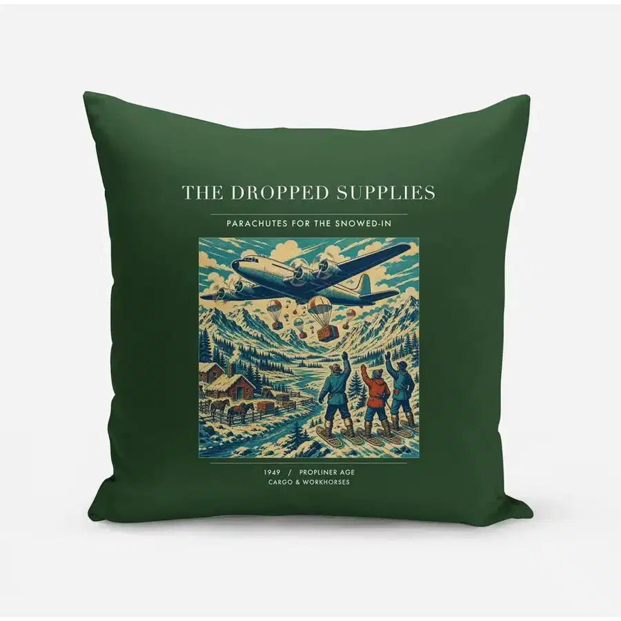 VINTAGE G4234 - The Dropped Supplies - Designed Pillows design on darkgreen