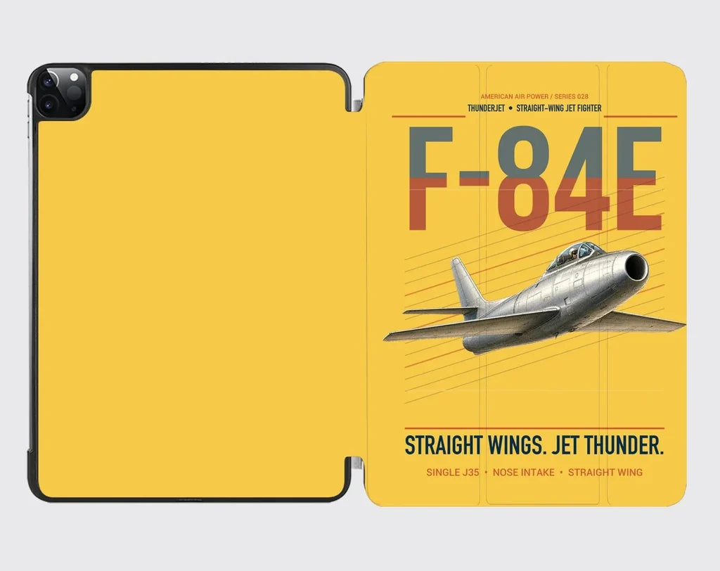 F-84E Thunderjet design on yellow ipad tablet case