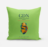 Thumbnail for Gdańsk Lech Wałęsa Airport (GDN) design on light green pillow