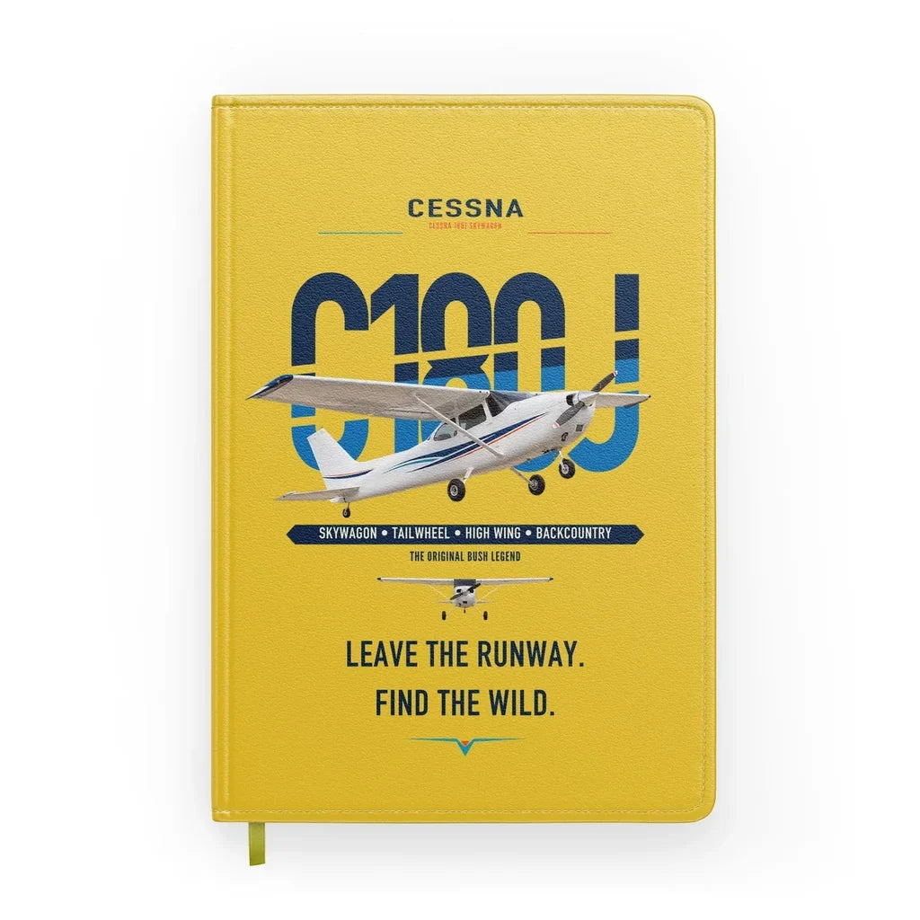 Cessna 180J Skywagon design on yellow notebook