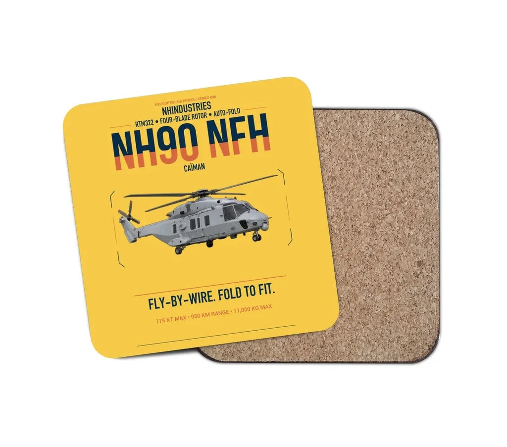 NHIndustries NH90 NFH Caïman design on yellow 1 piece coaster