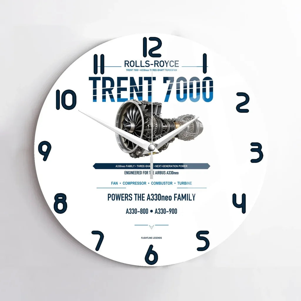 TRENT 7000 design on white no frame wall clock