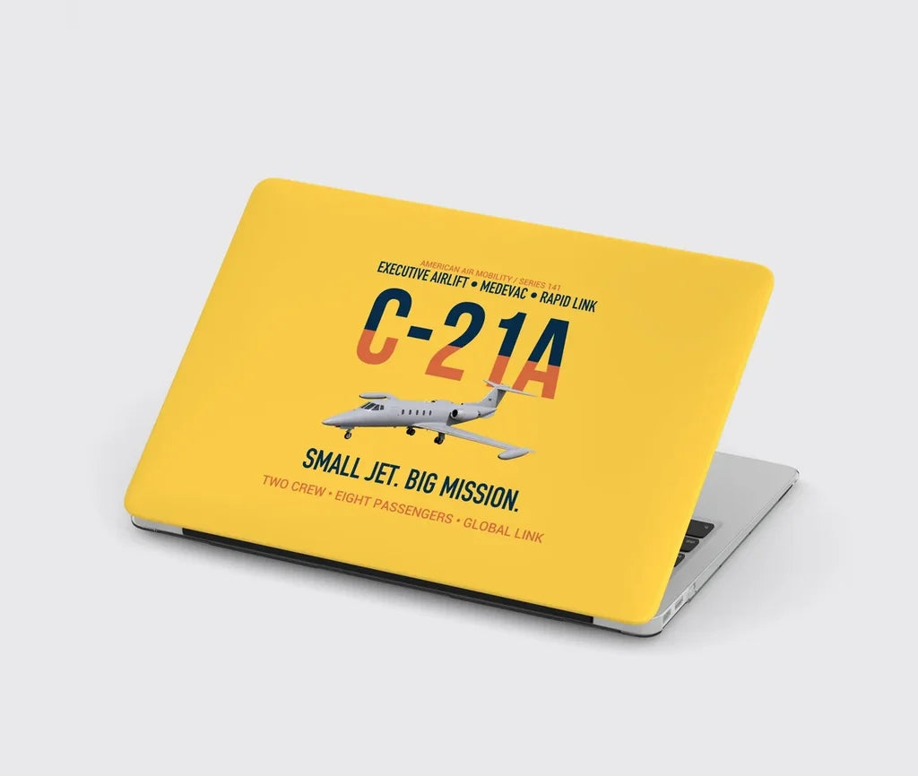 C-21A Learjet Small Jet Big Mission design on yellow MacBook case
