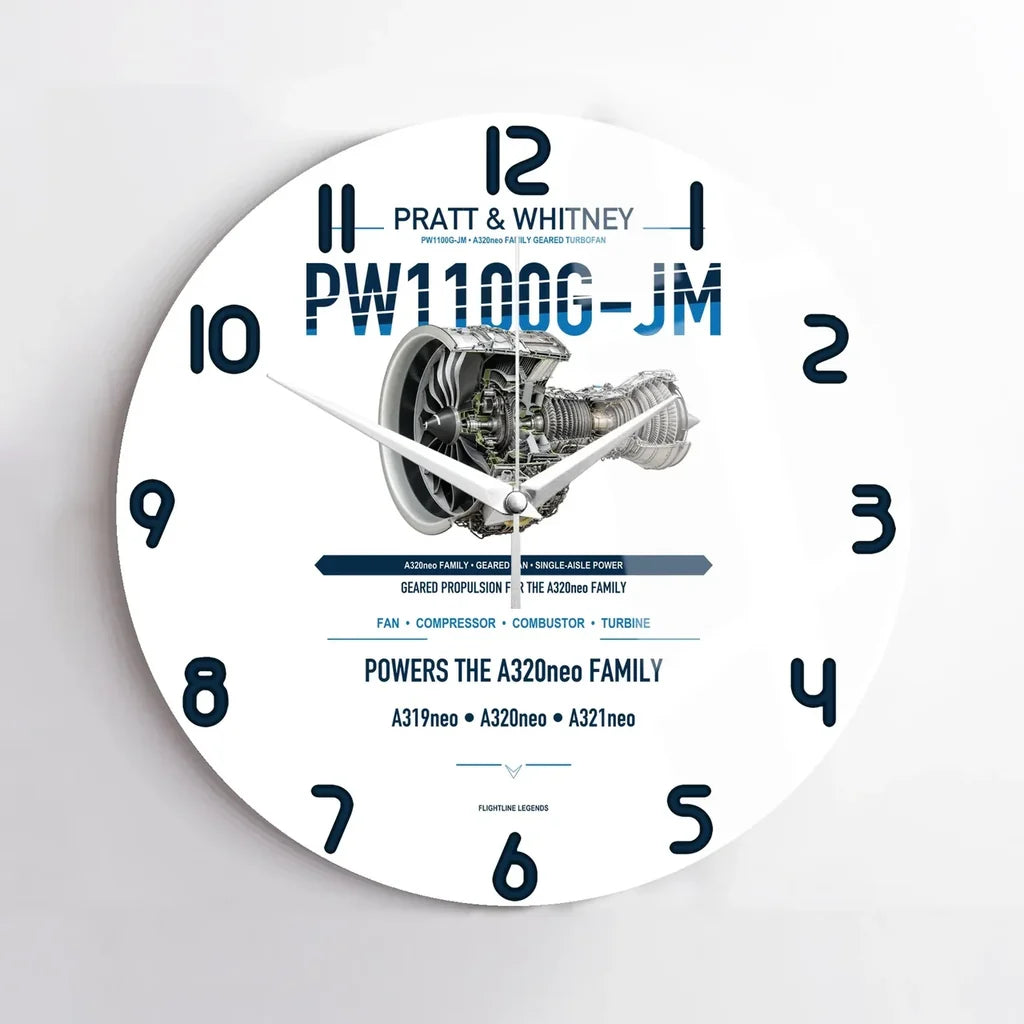 PW1100G-JM design on white no frame wall clock