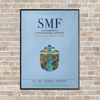 Thumbnail for Sacramento International Airport SMF vertical canvas print - framed - light blue background