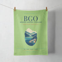 Thumbnail for Bergen Airport Flesland (BGO) design on light green towel