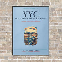 Thumbnail for YYC Calgary International Airport vertical canvas print - framed - light blue background