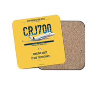 Thumbnail for Bombardier CRJ700 design on yellow 1 piece coaster