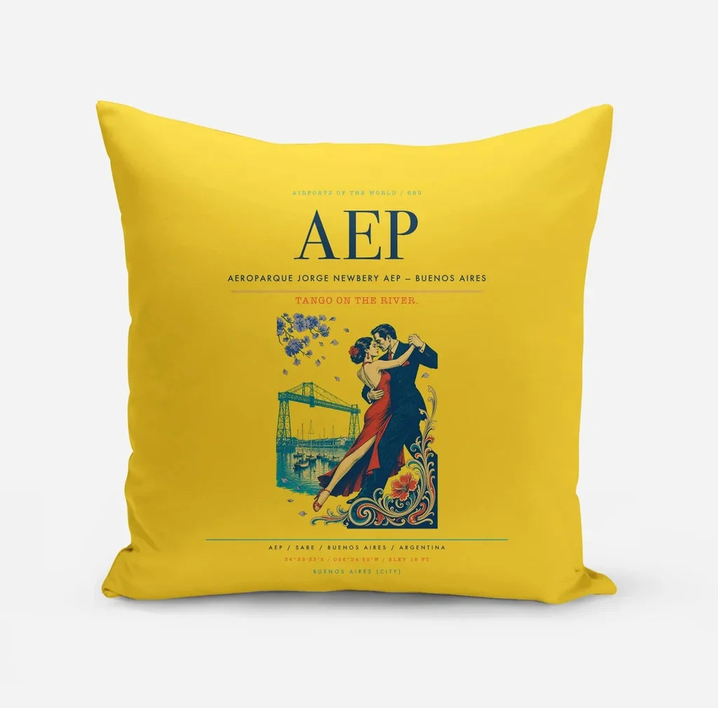 Aeroparque Jorge Newbery (AEP) design on yellow pillow