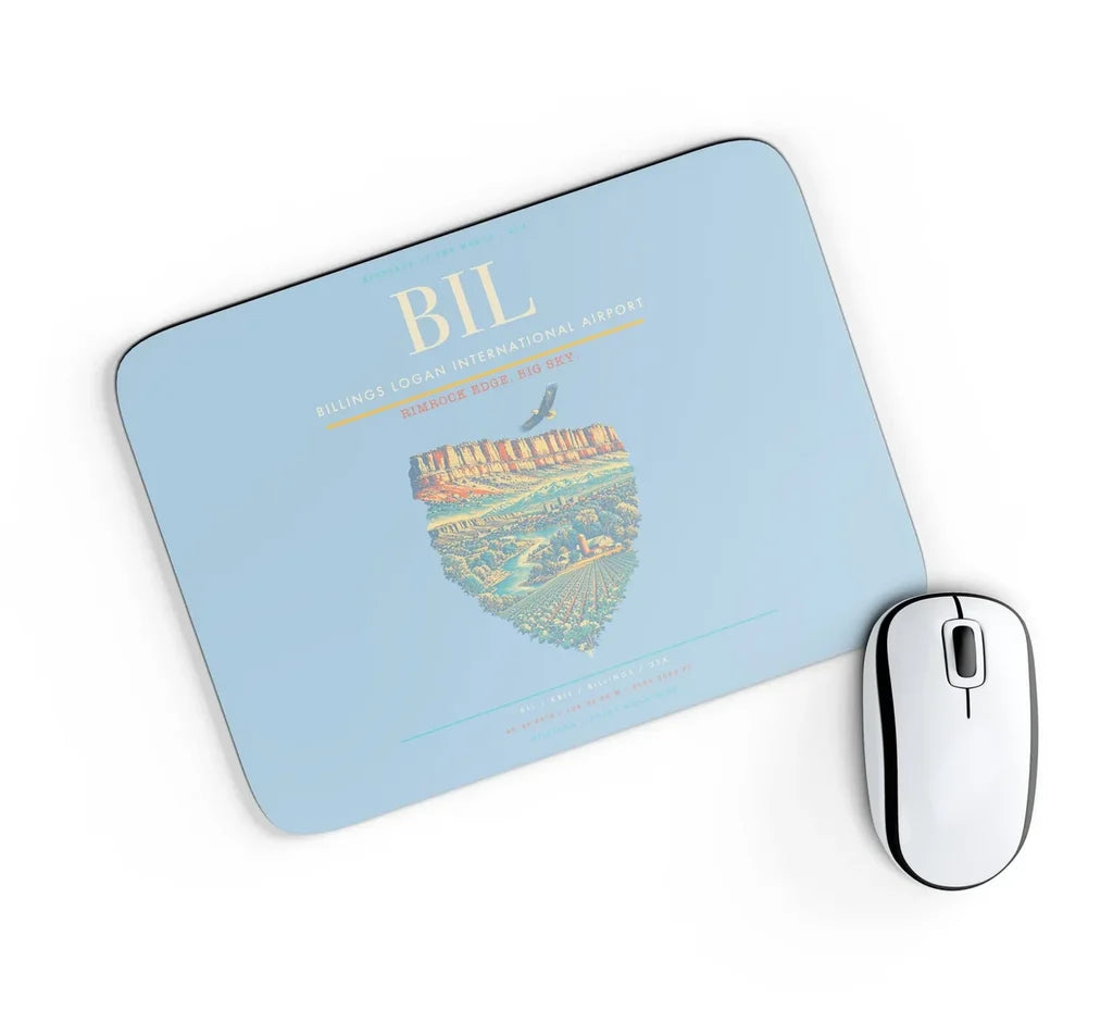 Billings Logan International Airport BIL Mouse-Pad Rectangle - Light Blue