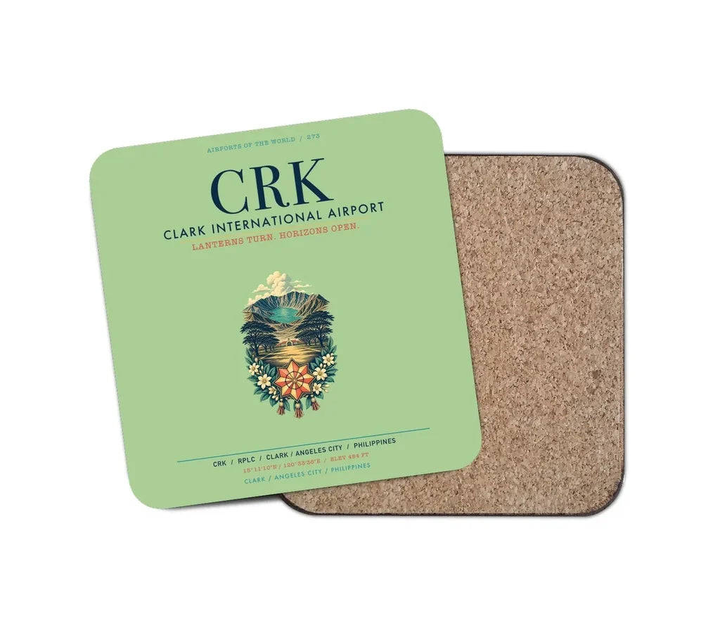 Clark International Airport (CRK) design on light green 1 piece coaster