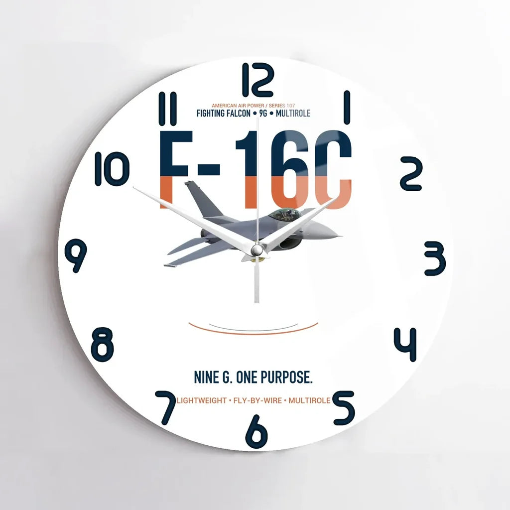 F-16C Fighting Falcon Nine G One Purpose design on white no frame wall clock