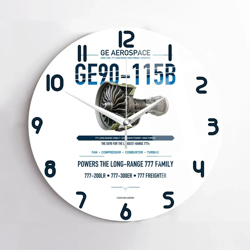 GE90-115B design on white no frame wall clock