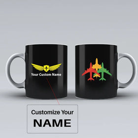 Colourful 3 Airplanes Ceramic White Mugs