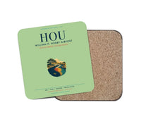 Thumbnail for William P. Hobby Airport (HOU) design on light green 1 piece coaster