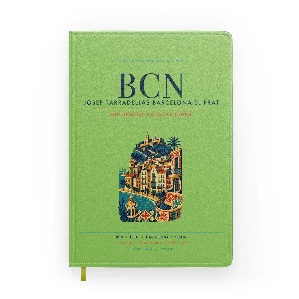 Josep Tarradellas Barcelona-El Prat Airport (BCN) design on light green notebook
